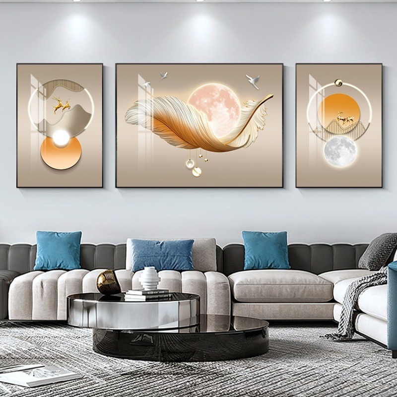 Tổng hợp tranh gương treo tường đẹp 2026 – Xu hướng trang trí phòng khách sang trọng 4 Tranh gương treo tường Lông Vũ Nghệ Thuật - Tranh phòng khách đẹp