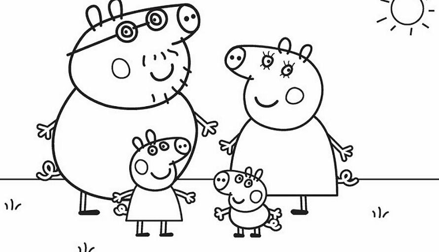 Tranh tô màu Gia đình heo Peppa