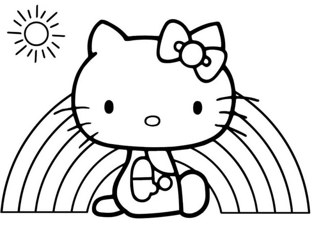 Tranh tô màu Kitty cầu vồng
