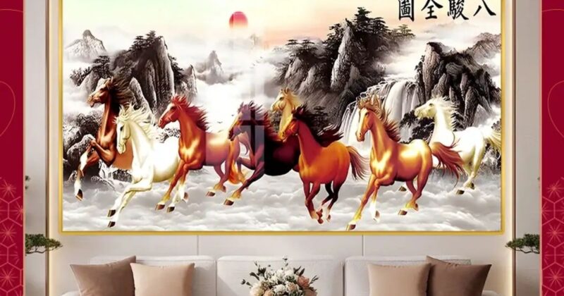 Dòng tranh Bát Mã 3D tráng gương phong cách Luxury