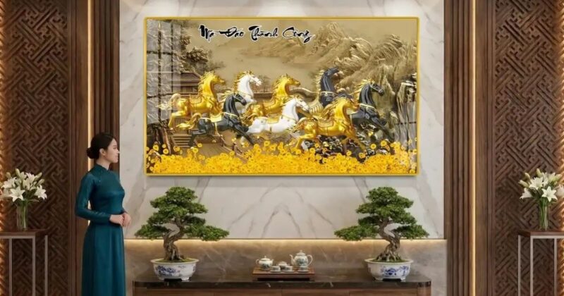 Dòng tranh Bát Mã 3D tráng gương phong cách Luxury