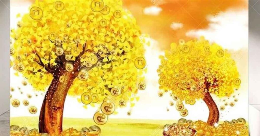 Bí Quyết Chọn Tranh Phong Thủy Mệnh Kim Giúp Chiêu Tài Kích Lộc (Chuẩn Chuyên Gia) 8 Tranh cây kim tiền dát vàng
