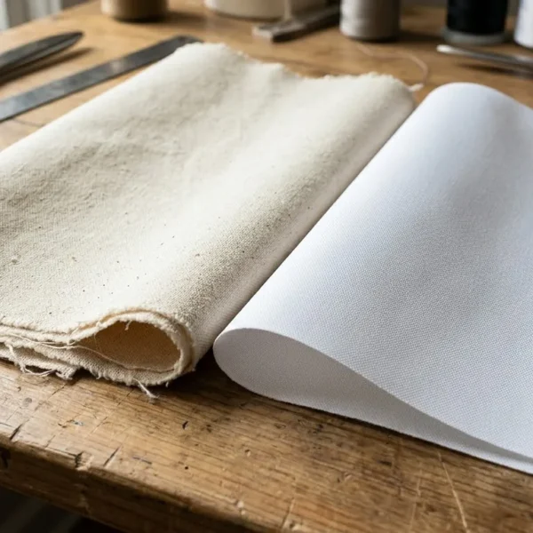 Mặt sau tranh canvas bị biến dạng cơ học do tác động môi trường hoặc căng sai kỹ thuật